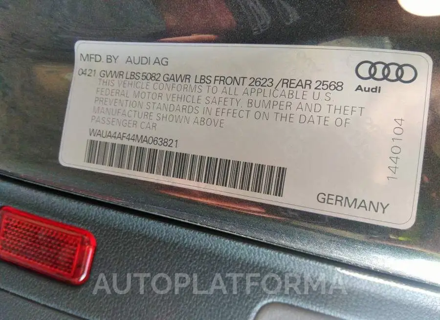 AUDI S4 2021 vin WAUA4AF44MA063821 from auto auction Iaai