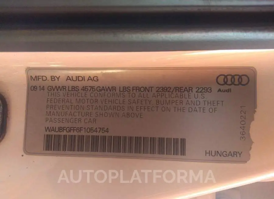 AUDI S3/A3 2015 vin WAUBFGFF6F1054754 from auto auction Iaai