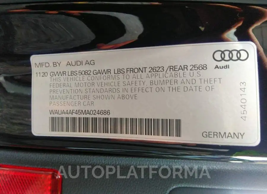 AUDI S4 2021 vin WAUA4AF45MA024686 from auto auction Iaai