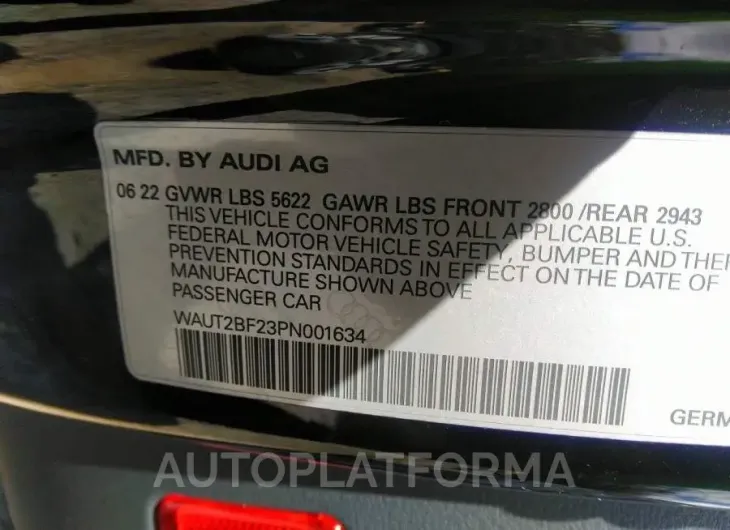 AUDI A7 2023 vin WAUT2BF23PN001634 from auto auction Iaai