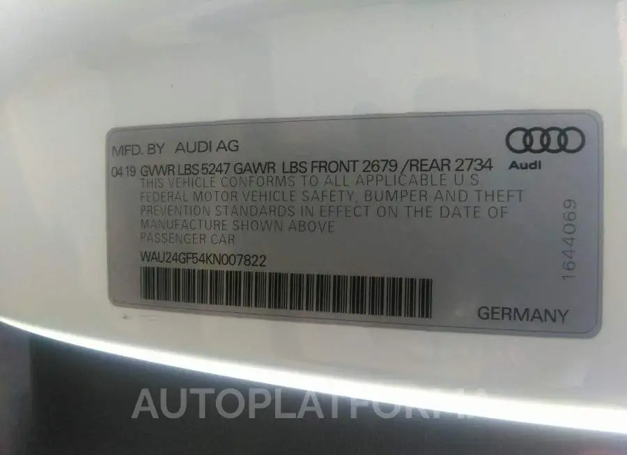 AUDI S5 CABRIOLET 2019 vin WAU24GF54KN007822 from auto auction Iaai