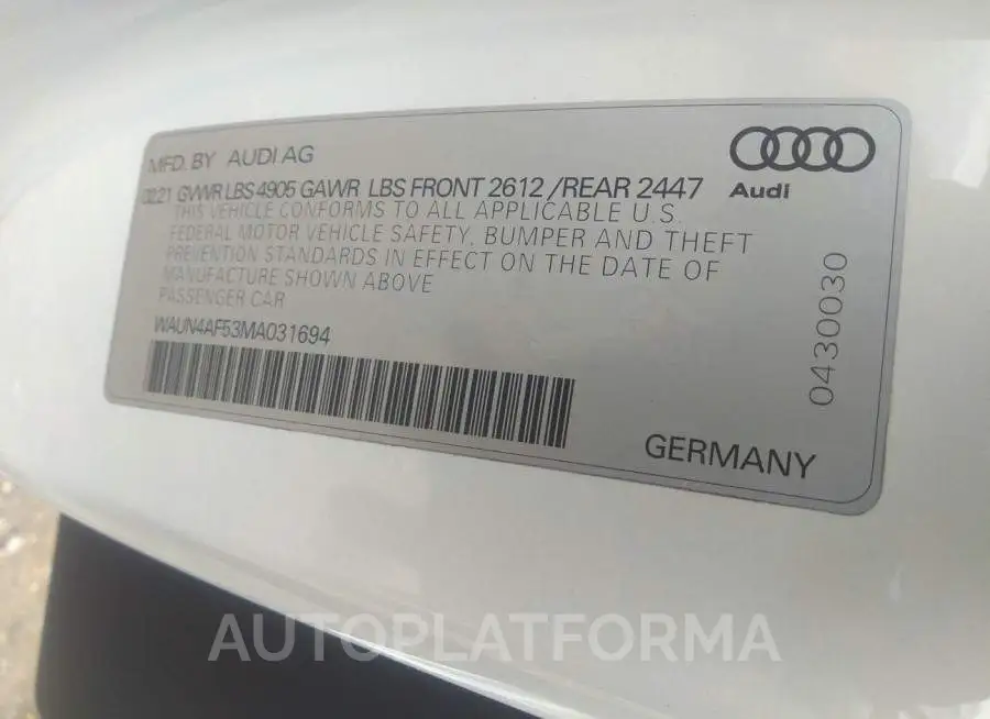 AUDI S5 COUPE 2021 vin WAUN4AF53MA031694 from auto auction Iaai