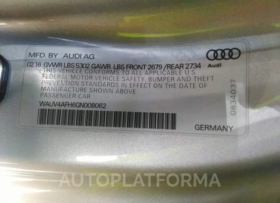 AUDI S5 2016 vin WAUV4AFH6GN008062 from auto auction Iaai