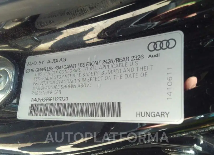 AUDI S3 2015 vin WAUFFGFF8F1126720 from auto auction Iaai