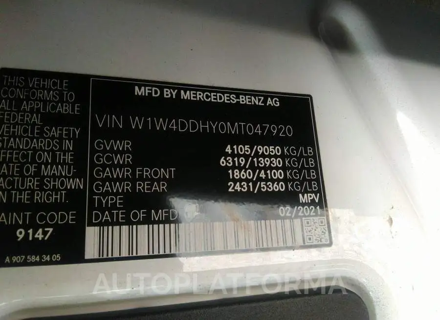 MERCEDES-BENZ SPRINTER CARGO VAN 2021 vin W1W4DDHY0MT047920 from auto auction Iaai