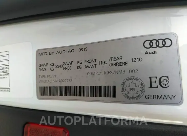 AUDI S5 SPORTBACK 2019 vin WAUC4CF56KA079772 from auto auction Iaai