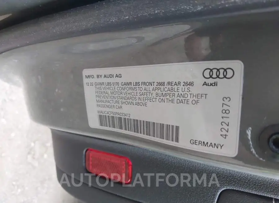 AUDI S5 SPORTBACK 2023 vin WAUC4CF50PA033412 from auto auction Iaai