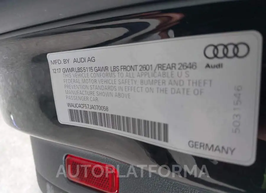 AUDI S5 SPORTBACK 2018 vin WAUC4CF57JA070058 from auto auction Iaai