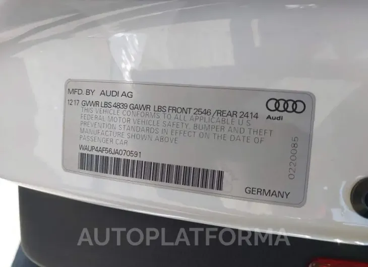 AUDI S5 COUPE 2018 vin WAUP4AF56JA070591 from auto auction Iaai