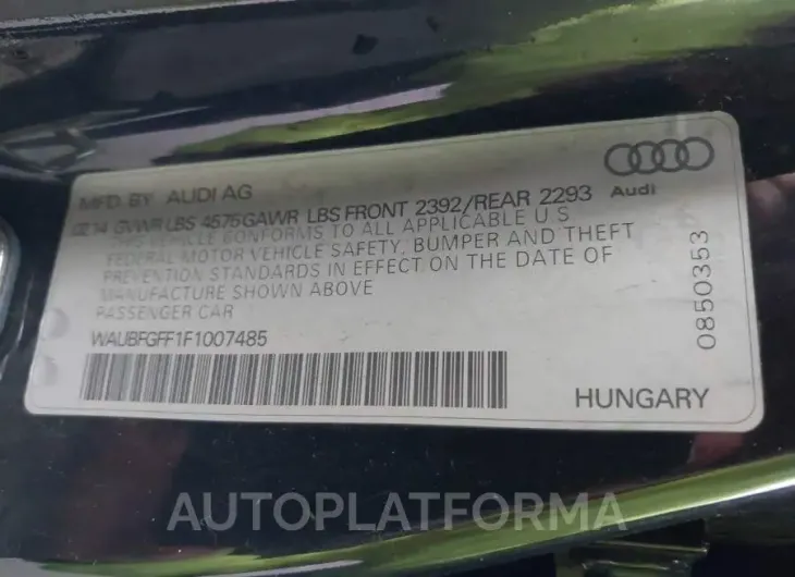 AUDI S3/A3 2015 vin WAUBFGFF1F1007485 from auto auction Iaai