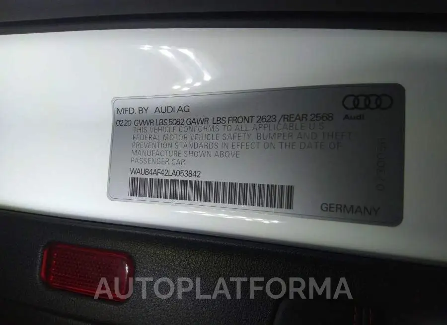 AUDI S4 2020 vin WAUB4AF42LA053842 from auto auction Iaai