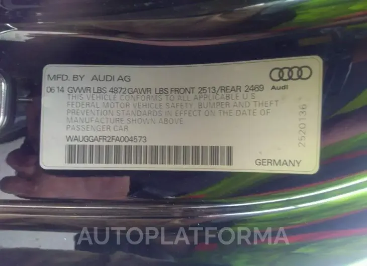 AUDI S5 2015 vin WAUGGAFR2FA004573 from auto auction Iaai