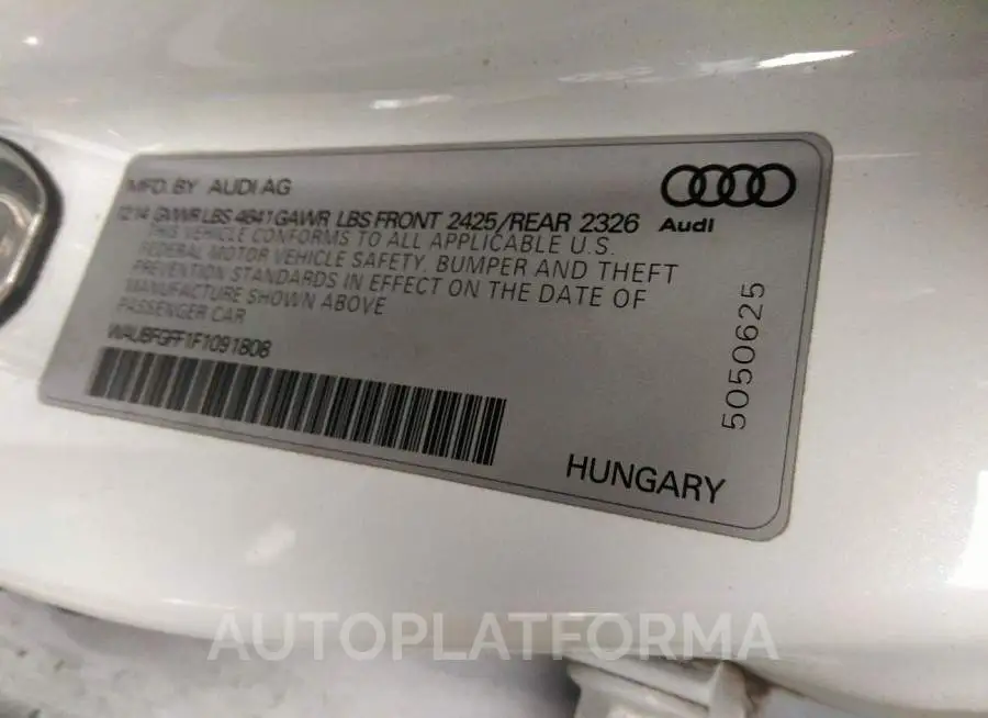 AUDI S3/A3 2015 vin WAUBFGFF1F1091808 from auto auction Iaai