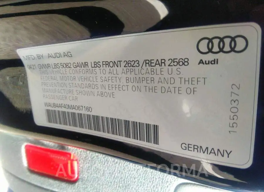 AUDI S4 2021 vin WAUB4AF40MA067160 from auto auction Iaai