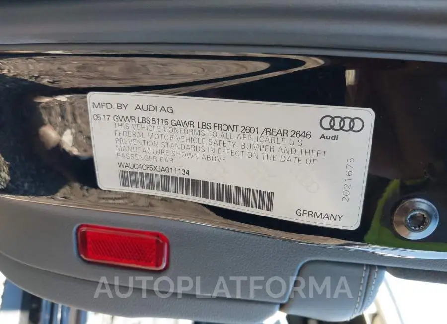 AUDI S5 2018 vin WAUC4CF5XJA011134 from auto auction Iaai