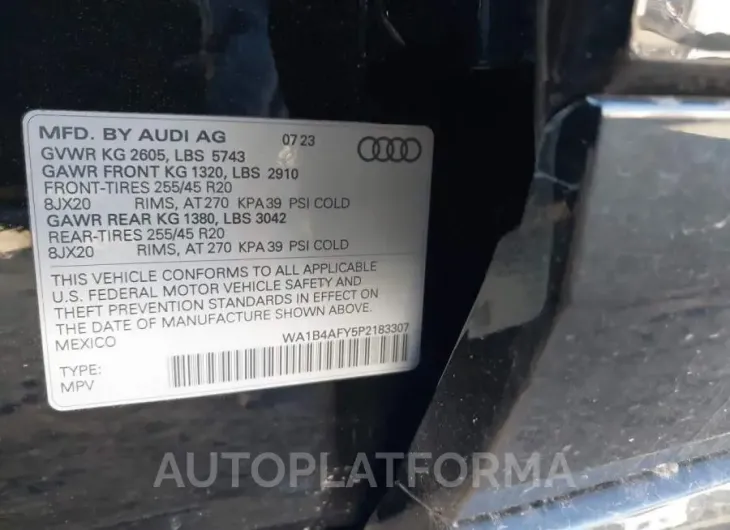 AUDI SQ5 2023 vin WA1B4AFY5P2183307 from auto auction Iaai