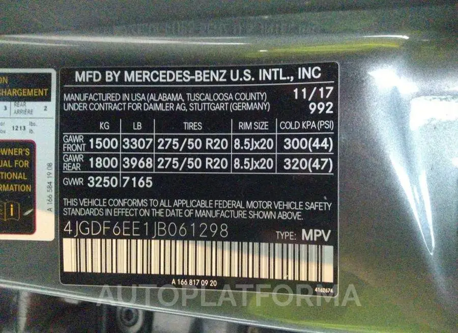 MERCEDES-BENZ GLS 450 2018 vin 4JGDF6EE1JB061298 from auto auction Iaai