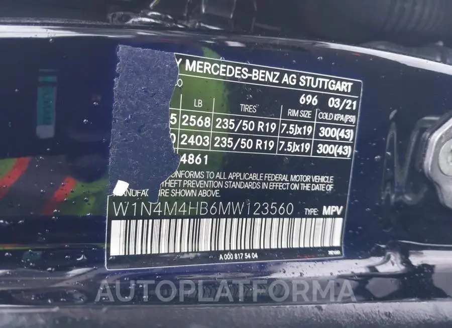 MERCEDES-BENZ GLB 250 2021 vin W1N4M4HB6MW123560 from auto auction Iaai