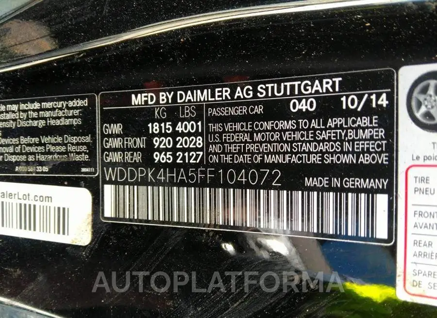 MERCEDES-BENZ SLK-CLASS 2015 vin WDDPK4HA5FF104072 from auto auction Iaai