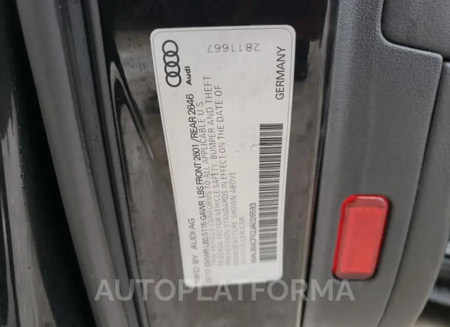 AUDI S5 PREMIUM 2018 vin WAUB4CF52JA026593 from auto auction Copart