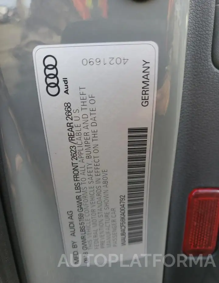 AUDI S5 PREMIUM 2019 vin WAUB4CF56KA004792 from auto auction Copart