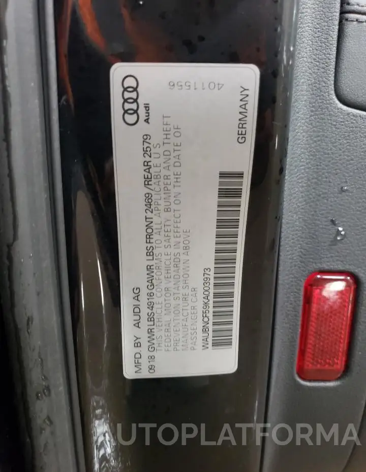 AUDI A5 PREMIUM 2019 vin WAUBNCF59KA003973 from auto auction Copart