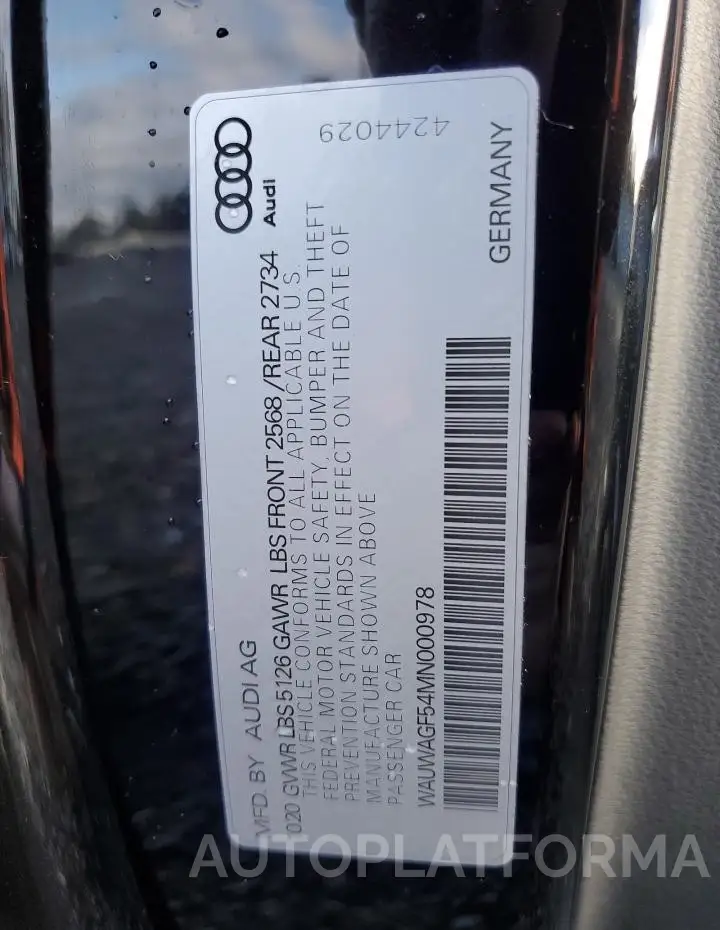 AUDI A5 PREMIUM 2021 vin WAUWAGF54MN000978 from auto auction Copart