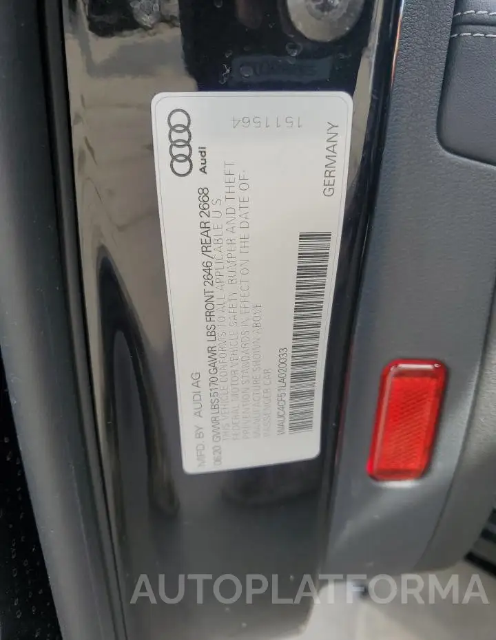 AUDI S5 PREMIUM 2020 vin WAUC4CF51LA020033 from auto auction Copart