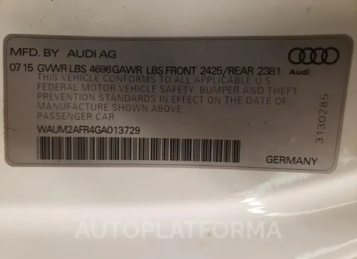 AUDI A5 PREMIUM 2016 vin WAUM2AFR4GA013729 from auto auction Copart