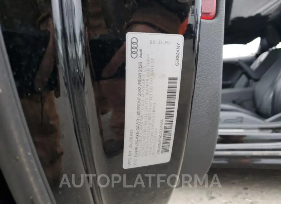 AUDI A5 PREMIUM 2018 vin WAUNNAF5XJA064684 from auto auction Copart