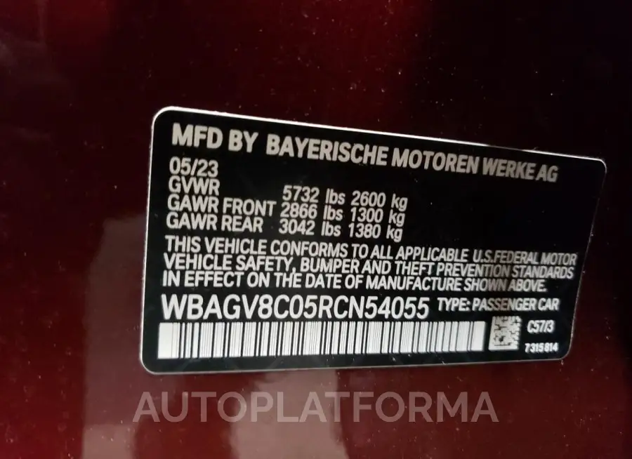 BMW M850XI 2024 vin WBAGV8C05RCN54055 from auto auction Copart