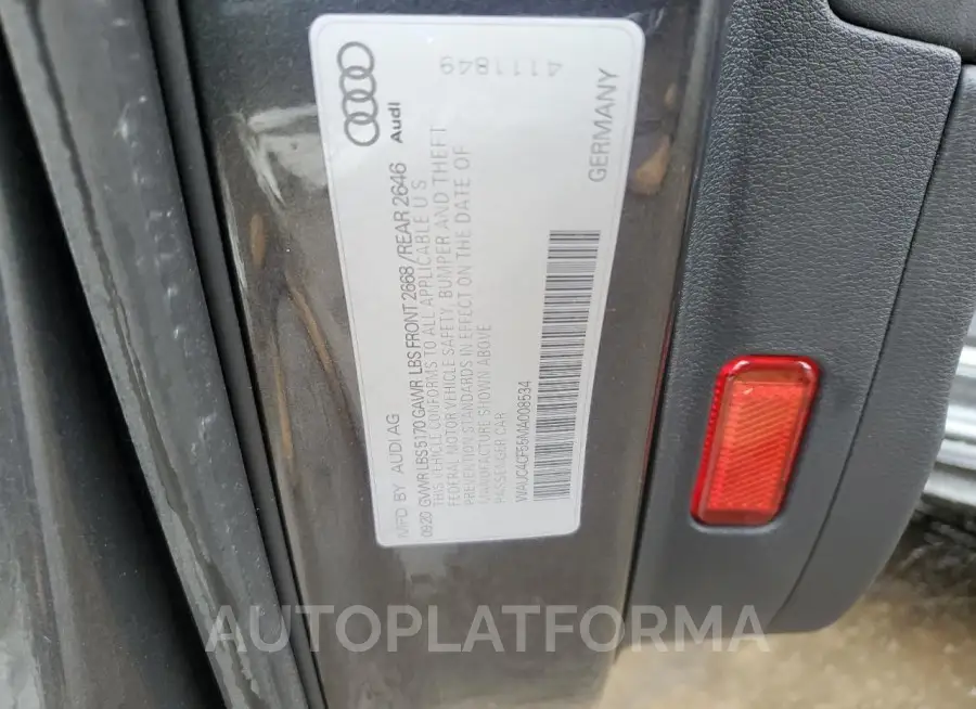 AUDI S5 PREMIUM 2021 vin WAUC4CF55MA008534 from auto auction Copart