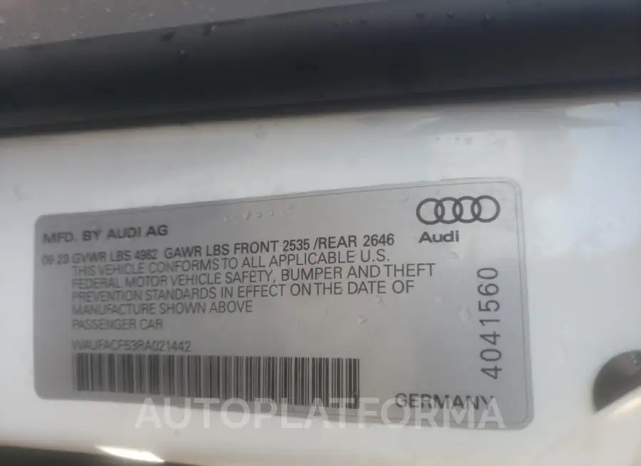 AUDI A5 PREMIUM 2024 vin WAUFACF53RA021442 from auto auction Copart