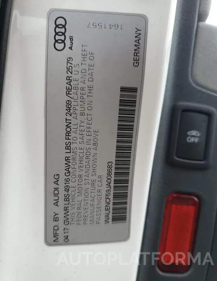 AUDI A5 PREMIUM 2018 vin WAUENCF59JA008683 from auto auction Copart