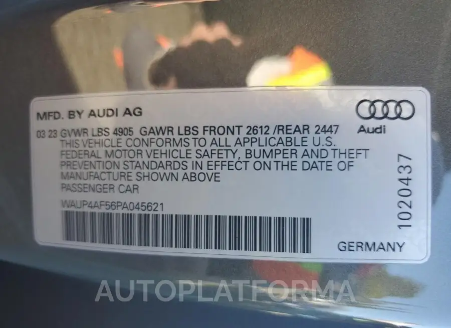 AUDI S5 PREMIUM 2023 vin WAUP4AF56PA045621 from auto auction Copart