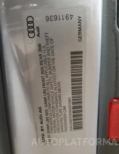 AUDI A5 PREMIUM 2022 vin WAUABCF5XNA015901 from auto auction Copart