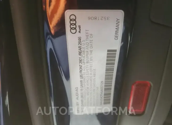 AUDI S5 PRESTIG 2018 vin WAUC4CF54JA037129 from auto auction Copart