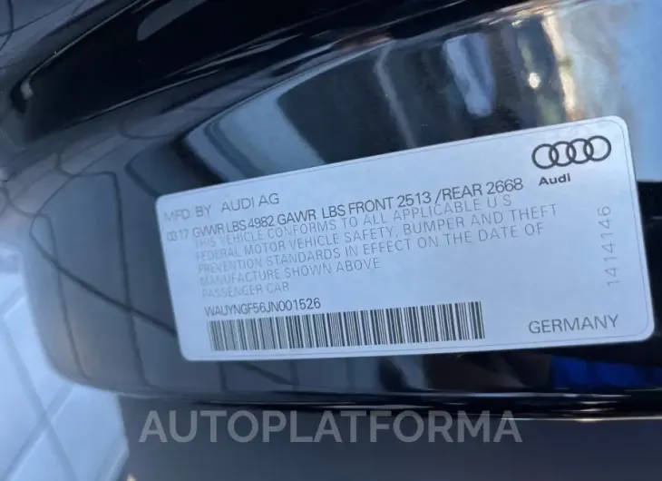 AUDI A5 PREMIUM 2018 vin WAUYNGF56JN001526 from auto auction Copart