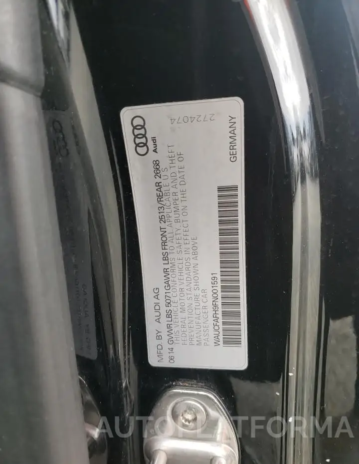 AUDI A5 PREMIUM 2015 vin WAUCFAFH9FN001591 from auto auction Copart