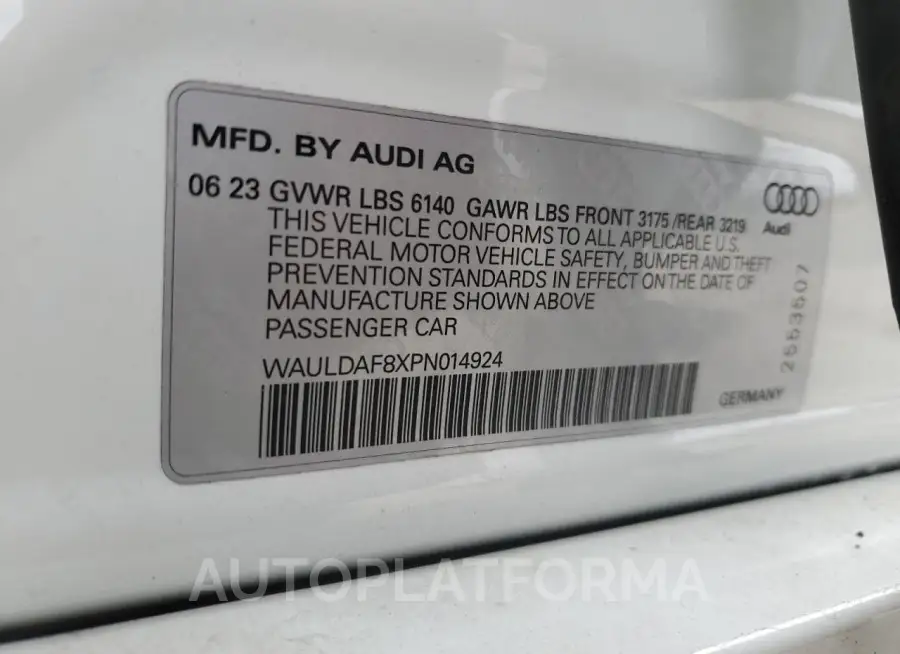 AUDI A8 L 2023 vin WAULDAF8XPN014924 from auto auction Copart