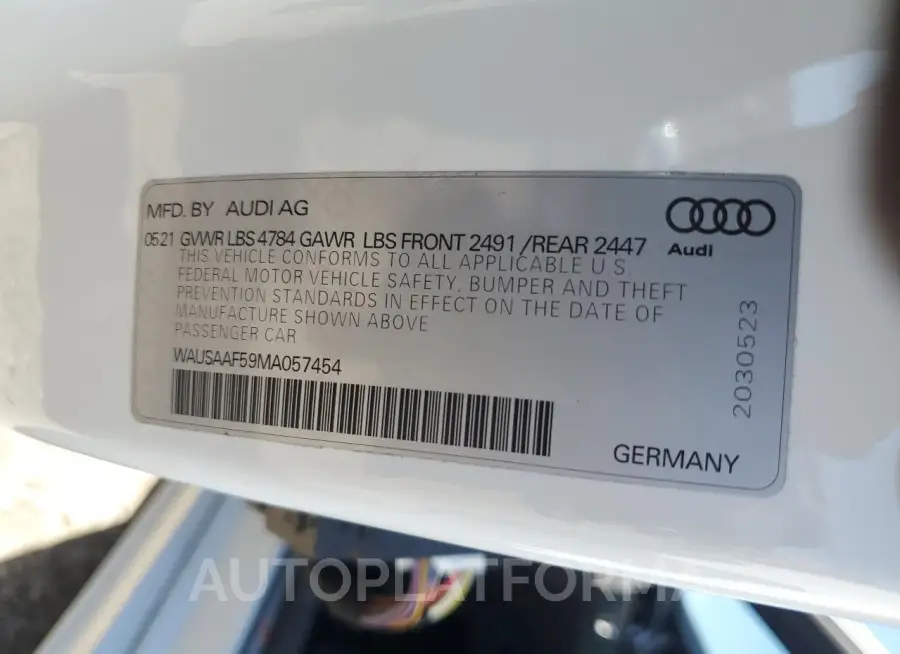 AUDI A5 PREMIUM 2021 vin WAUSAAF59MA057454 from auto auction Copart