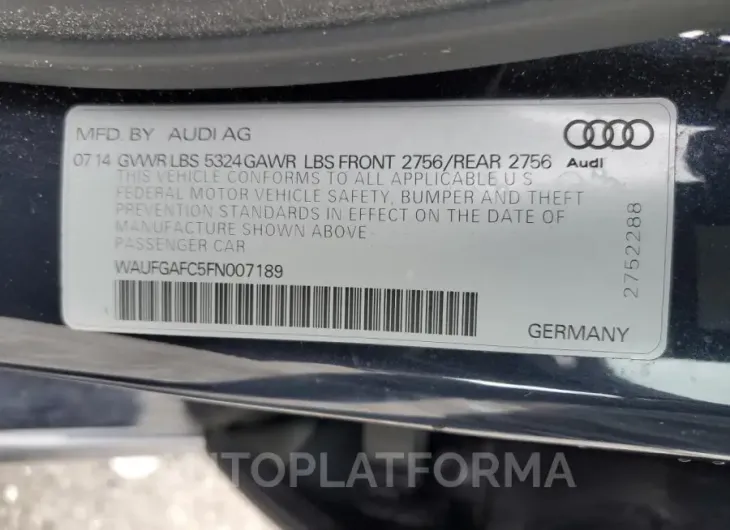 AUDI A6 PREMIUM 2015 vin WAUFGAFC5FN007189 from auto auction Copart