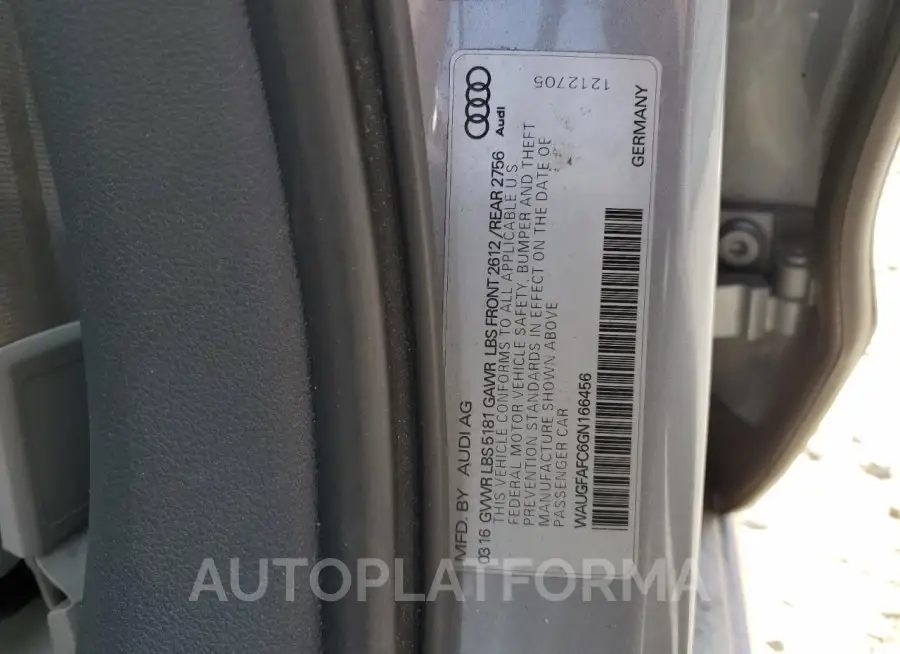 AUDI A6 PREMIUM 2016 vin WAUGFAFC6GN166456 from auto auction Copart