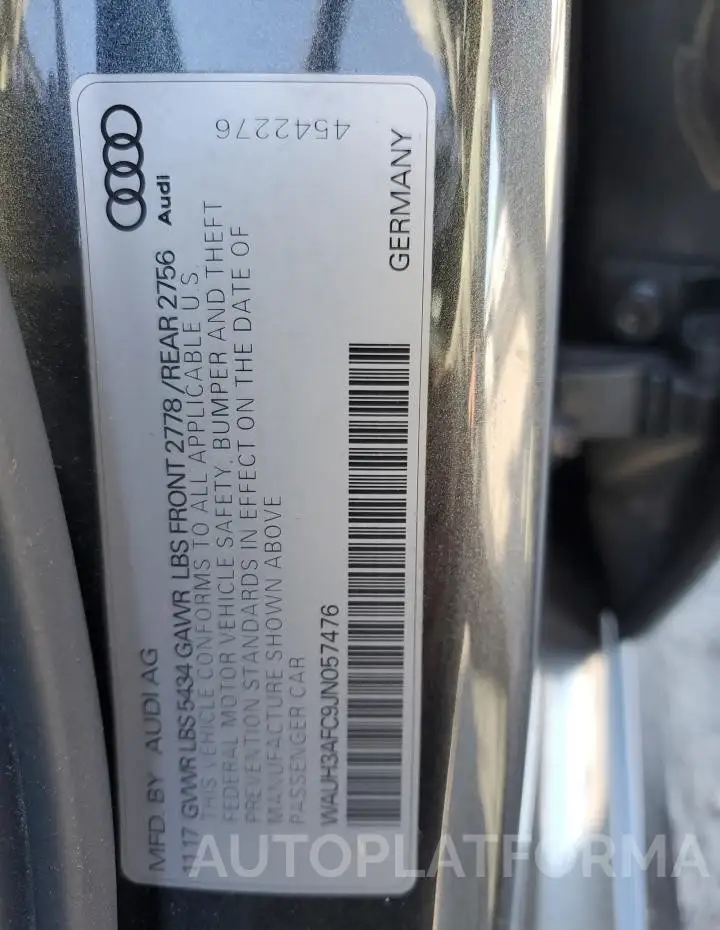 AUDI A6 PRESTIG 2018 vin WAUH3AFC9JN057476 from auto auction Copart