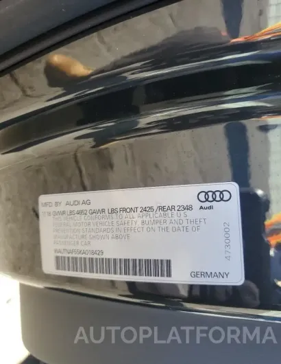 AUDI A5 PREMIUM 2019 vin WAUTNAF55KA018429 from auto auction Copart