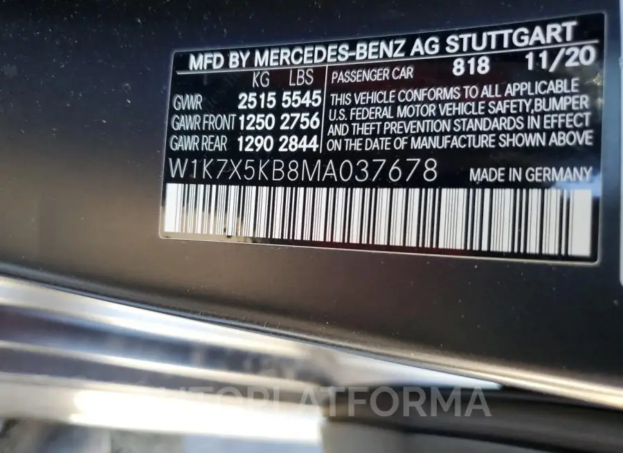 MERCEDES-BENZ AMG GT 43 2021 vin W1K7X5KB8MA037678 from auto auction Copart