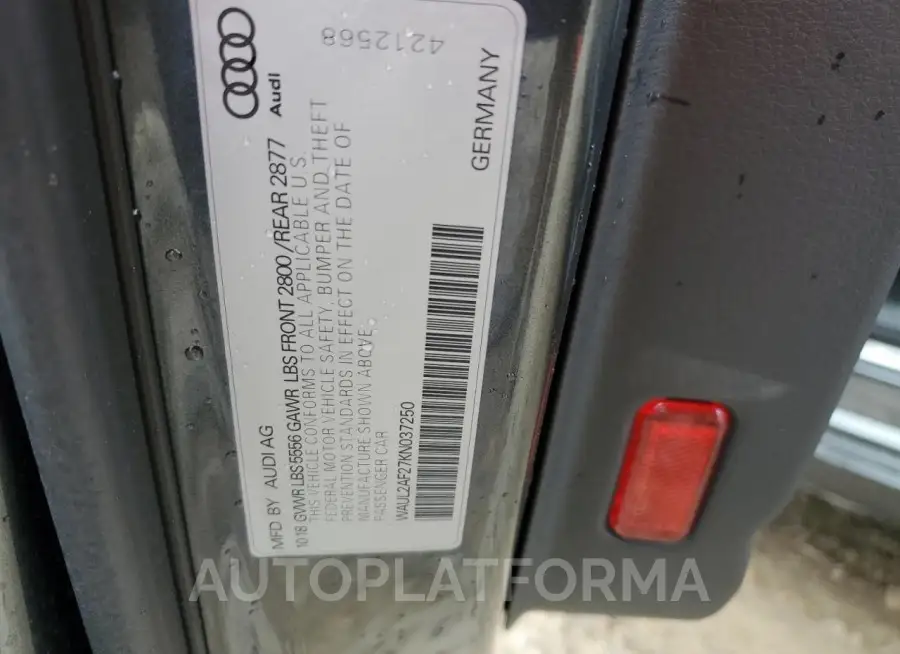 AUDI A6 PREMIUM 2019 vin WAUL2AF27KN037250 from auto auction Copart