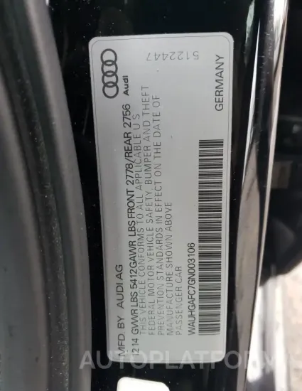 AUDI A6 PRESTIG 2016 vin WAUHGAFC7GN003106 from auto auction Copart