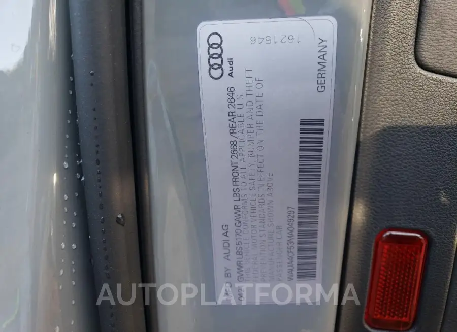 AUDI S5 PREMIUM 2021 vin WAUA4CF53MA049297 from auto auction Copart