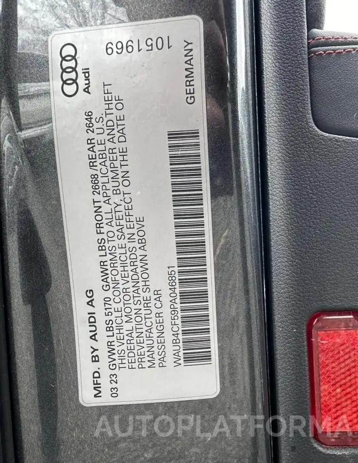 AUDI S5 PRESTIG 2023 vin WAUB4CF59PA046851 from auto auction Copart